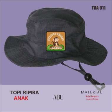 VERISH Topi Rimba Anak Pria Wanita Distro Outdoor Kartun Curious George Advanture Abu