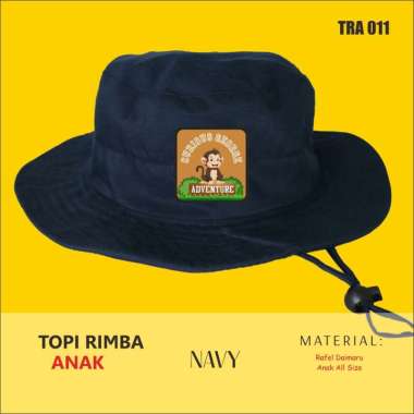 VERISH Topi Rimba Anak Pria Wanita Distro Outdoor Kartun Curious George Advanture Navy