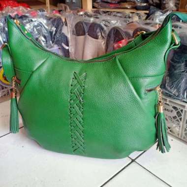 VERISH TAS KULIT WANITA TERLARIS MODEL ANYAM TAS KULIT GARUT KULIT SAPI ASLI TAS PAPIRUT M Hijau