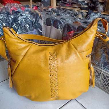 VERISH TAS KULIT WANITA TERLARIS MODEL ANYAM TAS KULIT GARUT KULIT SAPI ASLI TAS PAPIRUT S Kuning