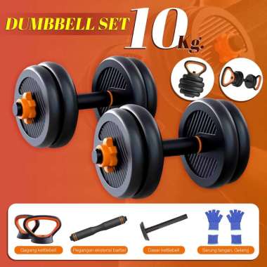 BG SPORT FED BARBBELL DUMBBELL KETTLEBEL SET / SET DUMBBELL BARBBELL FED 6 in 1 MULTIFUNGSI 10KG