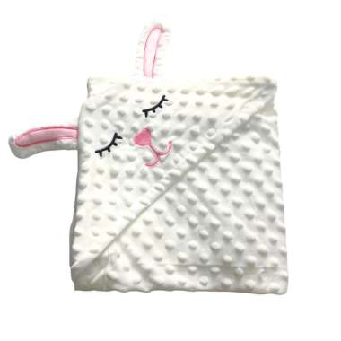 Freckles Super Soft Baby Blanket Rabbit - White - Selimut anak dengan topi