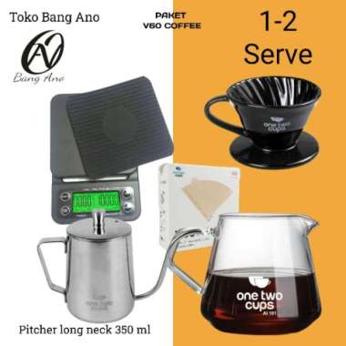 PAKET V60 COFFEE SET ALAT SEDUH KOPI MANUAL BREWING 1-2 CUP - LORENA 560 ml Teko Silver