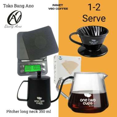 PAKET V60 COFFEE SET ALAT SEDUH KOPI MANUAL BREWING 1-2 CUP - LORENA 350 ml Teko Hitam
