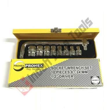 PROHEX Kunci Sok Set 10 Pcs 8 - 24 mm 1/2 Inch 6 PT