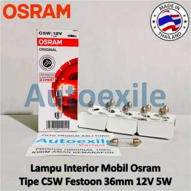 Osram Original C5W 12V 5W Festoon 36mm Spare Part Feston Fest 36 mm SV8.5-8 6418 Lampu Kabin Plafon