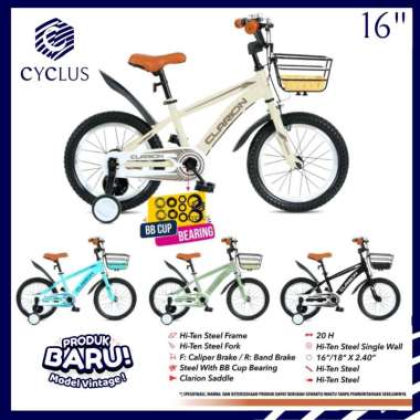 Sepeda Anak BMX Clarion 8505 Vintage Laki Perempuan 16 Inch Keranjang CREAM