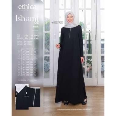 DRESS ONLY ETHICA ORIGINAL ISHAMI 03 BLACK GAMIS DEWASA GAMIS ETHICA GAMIS KELUARGA MUSLIM 2023 XXL
