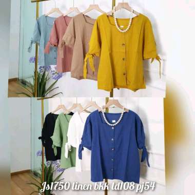 Blouse katun linen, Fit to XL, putih