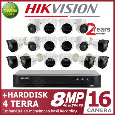 PAKET CCTV HIKVISION 8MP 16 CHANNEL 4 TB