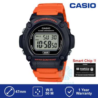 CASIO W-219HJam Tangan Pria Digital Rubber W219H Orange