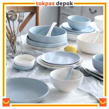 Peralatan Makan Keramik Minimalis / Piring Gelas Mug Mangkok Cantik Polos Naomi Alat Makan Aesthetic