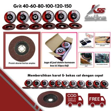 K55 Amplas Susun 4" / FLAP DISC 100x16mm Grid 40-150 Grit 40