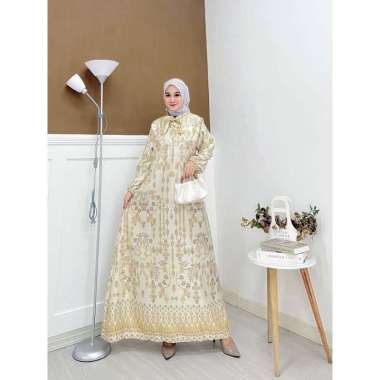 Zatulini Dress - Gamis Terbaru Diora Silk Dress Wanita Lengan Panjang Ruffle Maxidress Kekinian LD 1