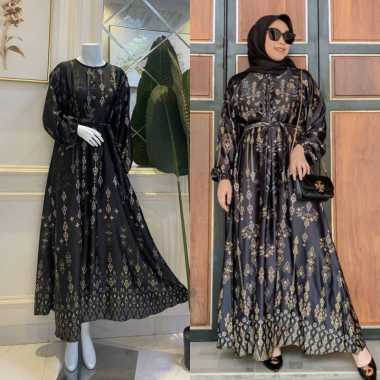 Zatulini Dress - Gamis Terbaru Diora Silk Dress Wanita Lengan Panjang Ruffle Maxidress Kekinian LD 1