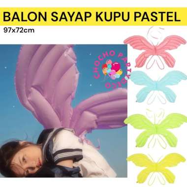 Balon Foil SAYAP KUPU KUPU Pastel / Balon Foil Sayap Malaikat Macaron Sayap Foil Silver