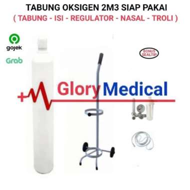 Tabung Oksigen 2M3/ 2 Kubik Lengkap ( Isi + Regulator + Nasal ) Siap P