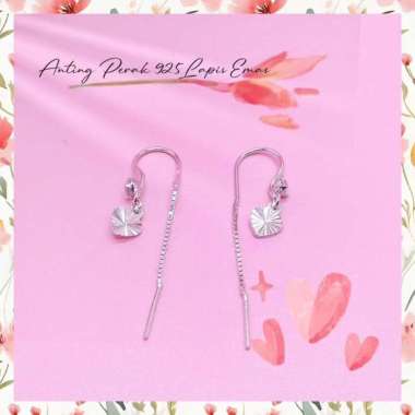 BCA379 BEAUTY CULTURE PERHIASAN ANTING JARUM LEAVES PERAK SILVER 925 LAPIS EMAS ASLI ORIGINAL