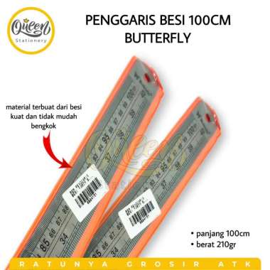 1 PCS PENGGARIS BESI 100CM BUTTERFLY MISTAR GARISAN PANJANG 1 METER (010095)