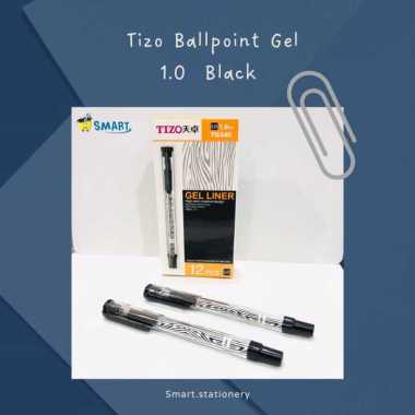 TIZO BALLPOINT GEL 1.0MM HITAM 12 PCS