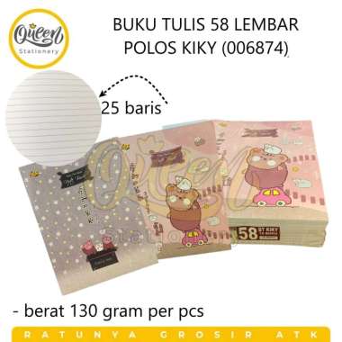 5 PCS BUKU TULIS 58 LEMBAR POLOS KIKY NOTEBOOK BUKU CATATAN SEKOLAH (006874)