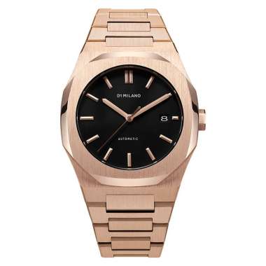 Jam Tangan Pria D1 Milano Mechanical D1-ATBJ03 Black Dial Rose Gold Stainless Steel Strap Rose Gold