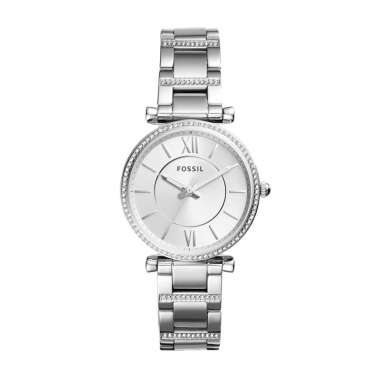 Jam Tangan Wanita Fossil Carlie ES4341 Ladies Silver Dial Stainless Steel Strap
