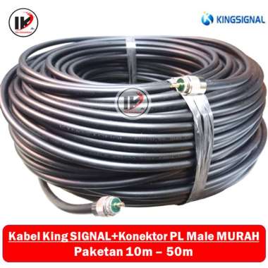 Paket Kabel RG 8 KINGSIGNAL Plus KONEKTOR PL Male RG8 murah 10m - 50m Panjang 50meter