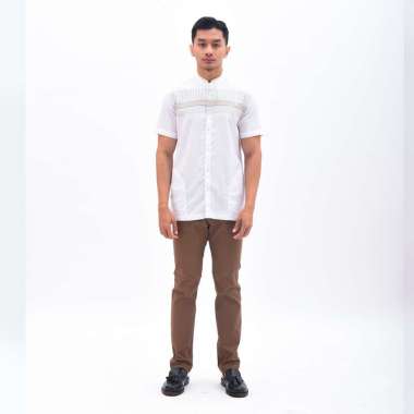 MANZONE Kemeja Koko Lengan Pendek SABACA - WHITE L