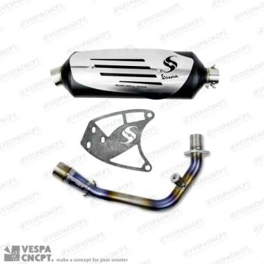 Knalpot Shijiro Standar Racing SE Titanium Silver Vespa Sprint Prima S