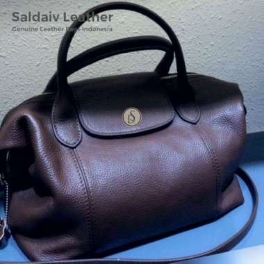 Bossindo Tas Kulit Papirut Garut Long Champ SDL043 Merah Marun