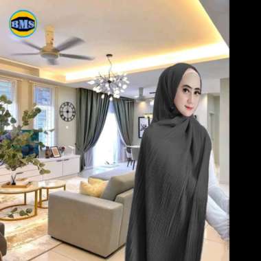 Kerudung Pashmina Full Plisket Ceruty Babydoll Premium HITAM
