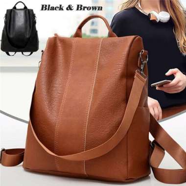 BOSSINDO Ransel wanita - tas ransel kulit - ransel kulit backpack asli kulit