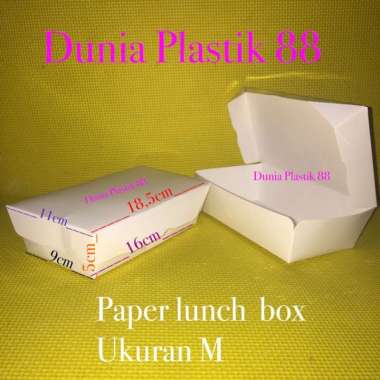 50pc paper LUNCH BOX ukuran M kotak dus wadah tempat makanan nasi KERTAS medium sedang take away