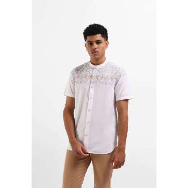 MANZONE Kemeja Shanghai Lengan Pendek Pria TUMAN - WHITE S