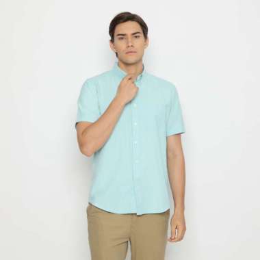 Platini Kemeja Pria Polos Oxford Pendek Hijau Mint 1080 S