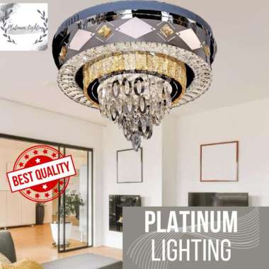 Lampu Plafon Minimalis Rumah Bulat Full Crystal Mewah