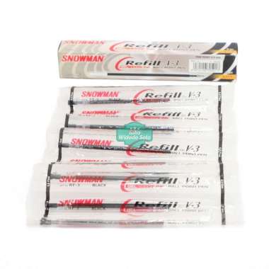 Isi Pulpen Snowman V3 RF3 Gel Hitam Bolpoin Ballpoint 0,5mm - 12 Buah