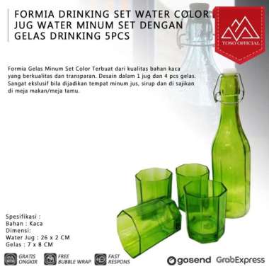 FORMIA DRINKING SET 5 PCS WATER COLOR JUG MINUM SET DENGAN GELAS DRINK Biru