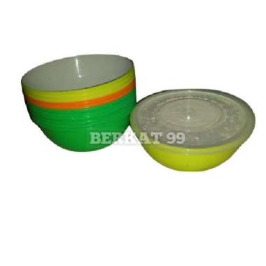 BASKOM MANGKOK BESAR TUTUP PLASTIK WARNA 21 CM / CNTK
