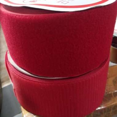 perekat velcro 10cm warna merah sepasang (kasar dan halus) 1 roll Multicolor