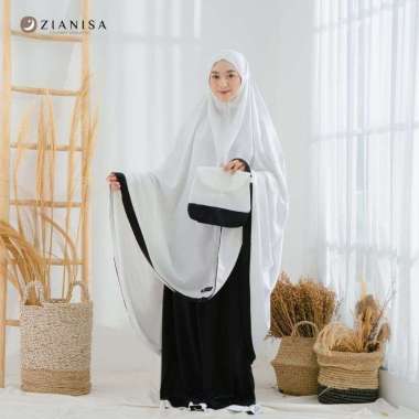 Mukena Tazbiya dewasa khazanah white New Salwa black whit