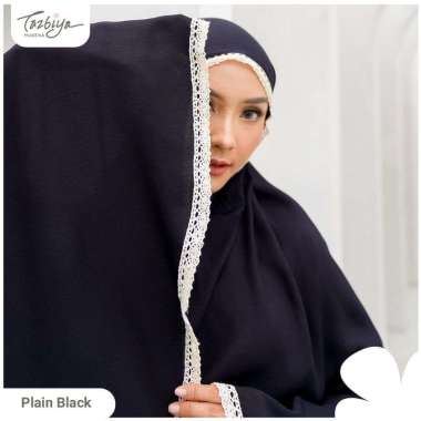 Mukena Tazbiya Polos Renda Plain  Black