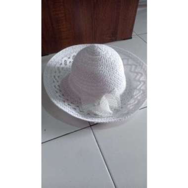 Topi pantai goni daun kecil import terbaru Putih