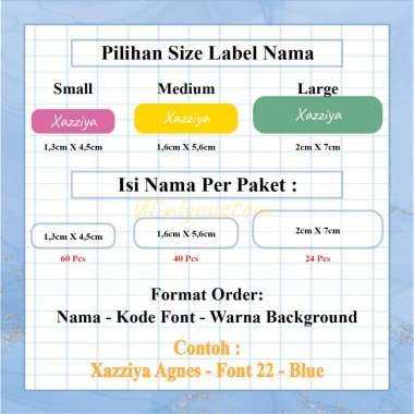CUSTOM LABEL NAMA CELANA SERAGAM ANAK TAS SEKOLAH KAOS KAKI BAJU STIKER SABLON SETRIKA SIZE L (24PC)