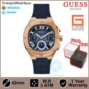 GUESS Watches GW0571G2 Original HEADLINE - Jam Tangan Pria Analog - Navy Silicone
