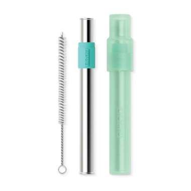 Zoku Reusable Jumbo Pocket Straw Teal - Sedotan Aluminium, Sedotan Reusable, Alat Minum, Sedotan Bob