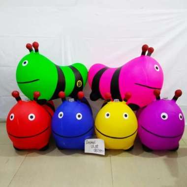 mainan jumping kuda model ulat bulu karet lompat ban besar kuda kudaan Multicolor