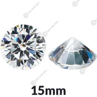 Batu Permata Diamond Cubic Zirconia / Berlian Zircon AAA 15mm
