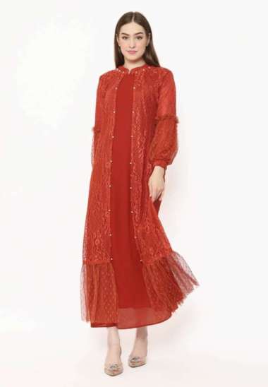 Gamis Brokat Juanita Mutiara Semua Ukuran Bata